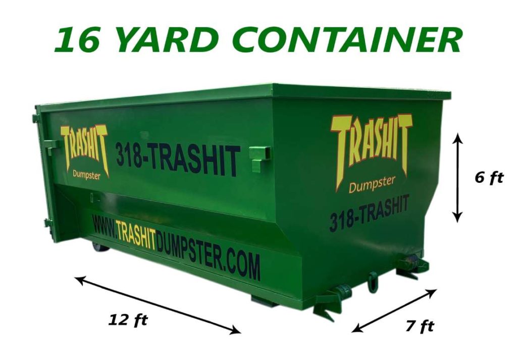 Trashit dumpster 16 yard container dimensions